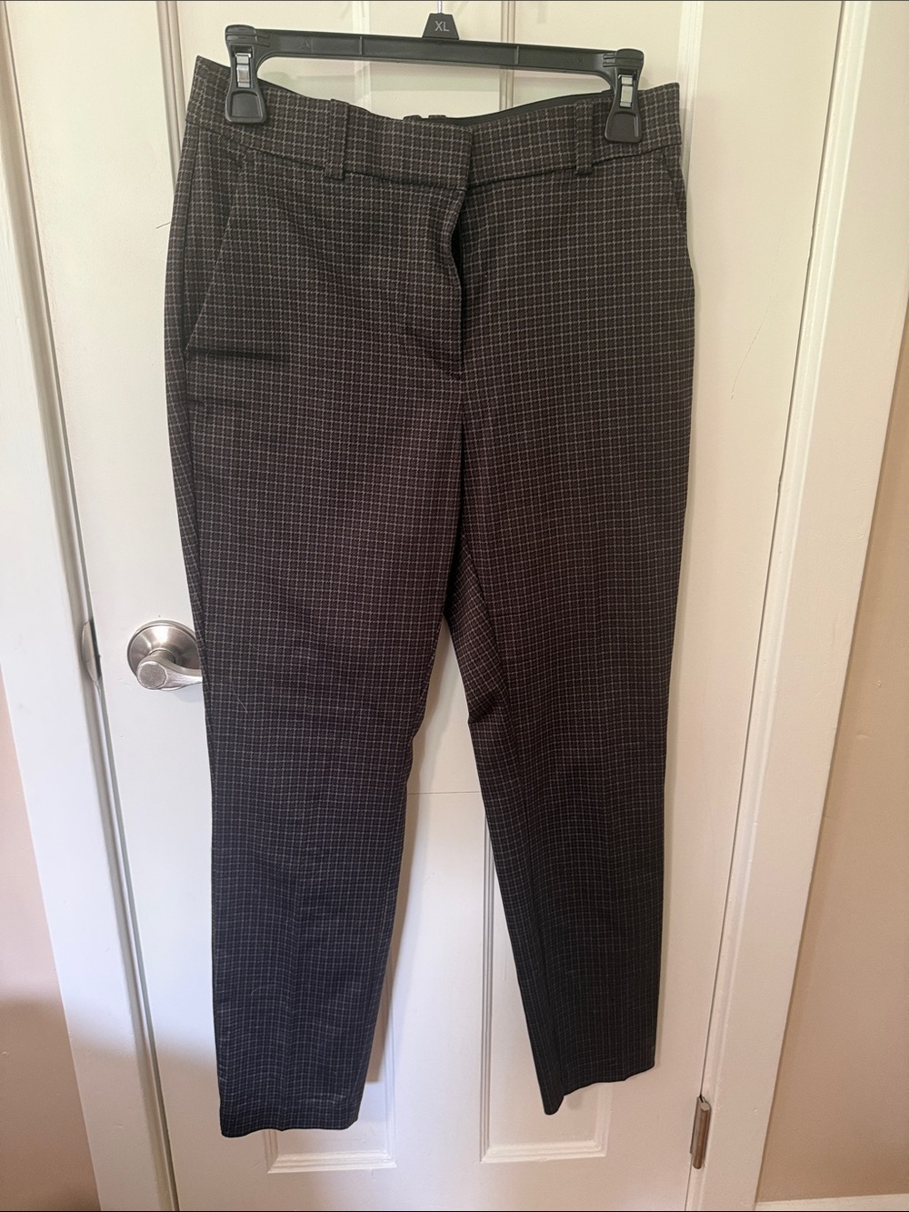 Womens brown black Check Dress Pants - Classic Tailored Fit